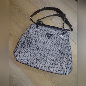 GUESS Monogram Black and Gray Shoulder Bag